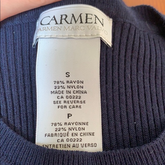 Carmen Marc Valvo Navy Blue Peplum Top - Picture 7 of 10